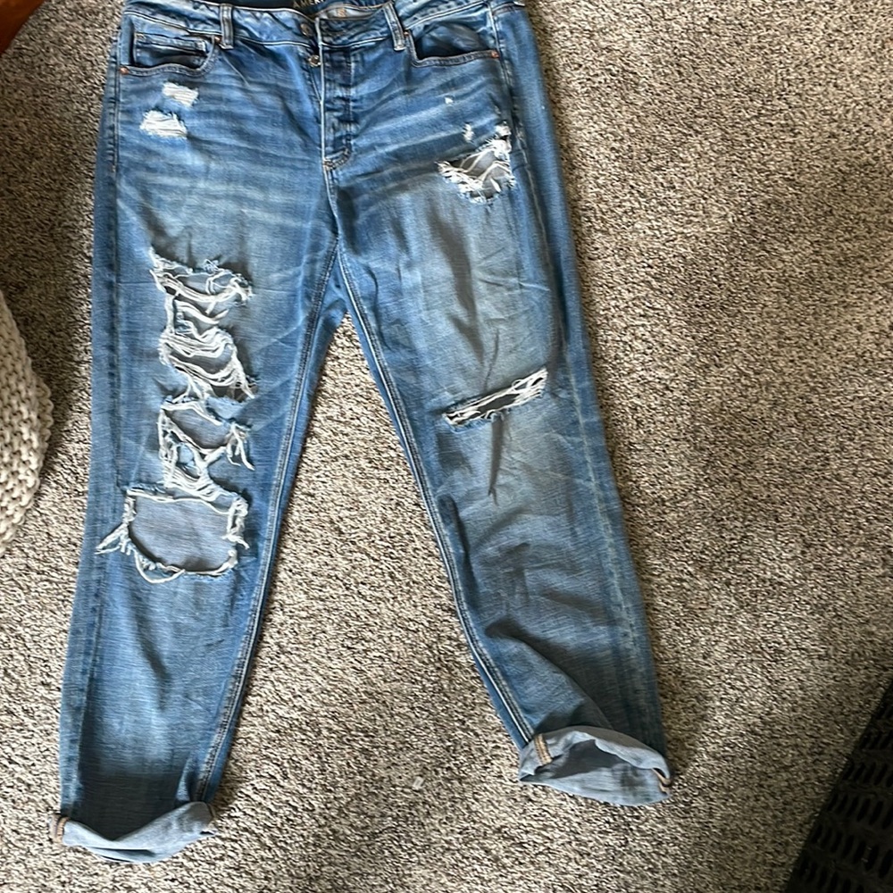 AE Tomgirl jeans. Highly distressed